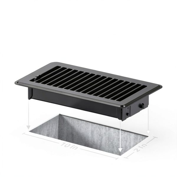 BYEWIRE 2x10 Black Steel Floor Vent Cover 2 Pack – Rust-Resistant Dual-2