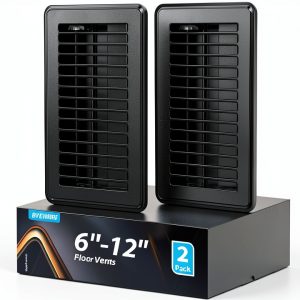 6X12 Floor Vent Covers BYEWIRE Steel Black 2-Pack Register-0
