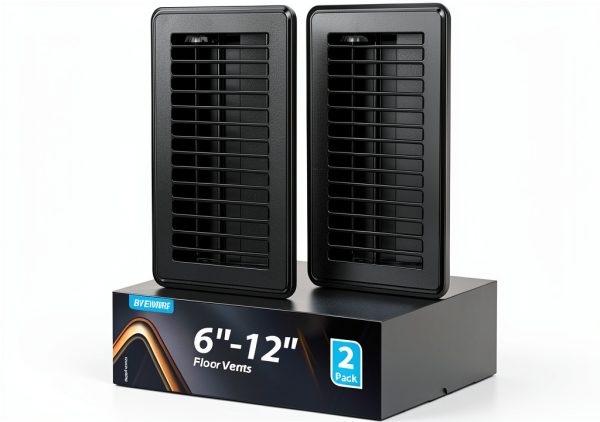 6X12 Floor Vent Covers BYEWIRE Steel Black 2-Pack Register-0