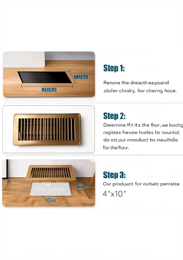 Floor Vent Cover VOISEN Steel Walkable Register 4x10 Brown 6 Piece-3